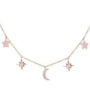 Luna Skye - 14KT GOLD AND DIAMOND IT'S WRITTEN IN THE STARS CHARM NECKLACE